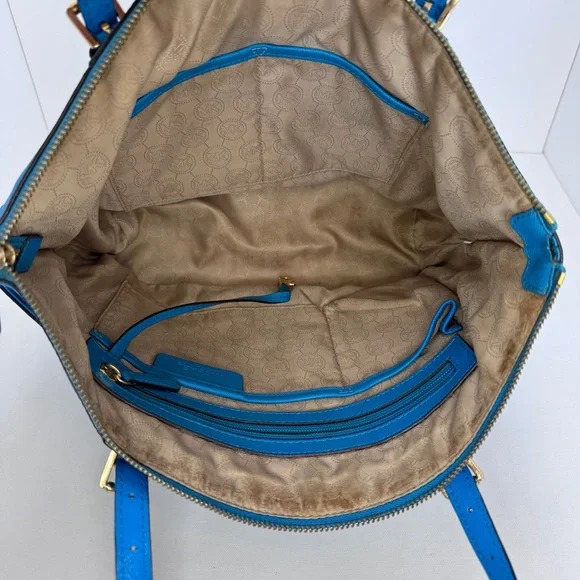 Michael Kors Large Electric Blue Saffiano Leather Top Zip Tote Shoulder Bag - Picture 12 of 16